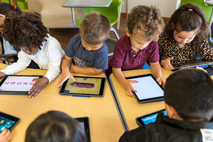 Kids in the classroom learning on iPads